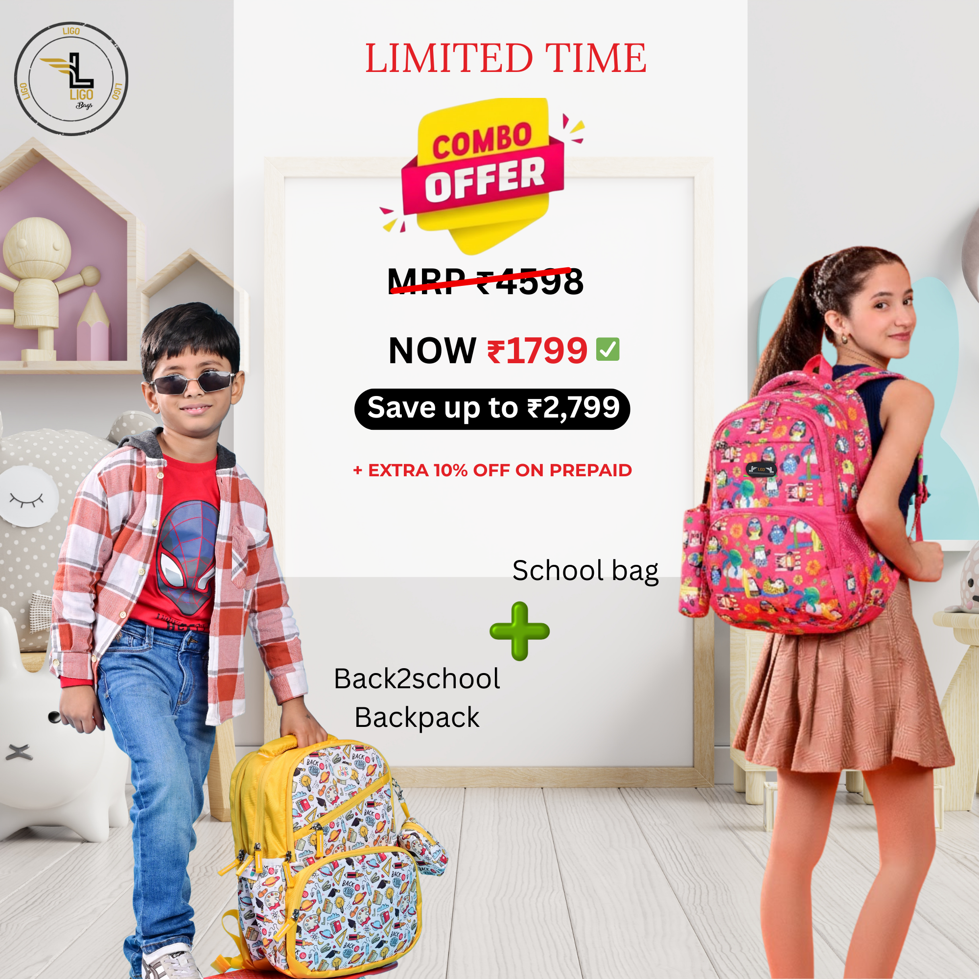 Back2School Backpack + School Bag (Limited Time Combo Offer)